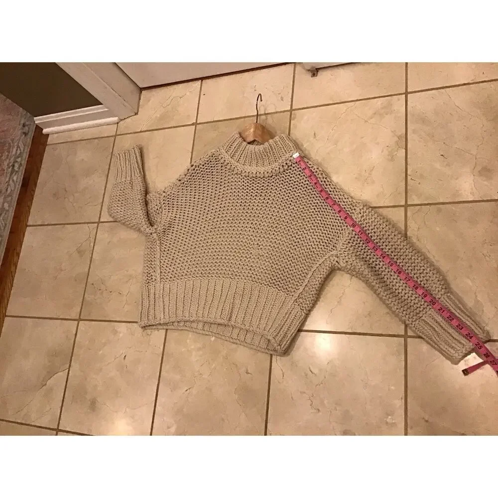 Free People My Only Sunshine Fisherman Sweater Women S Cream Chunky Knit Mock
